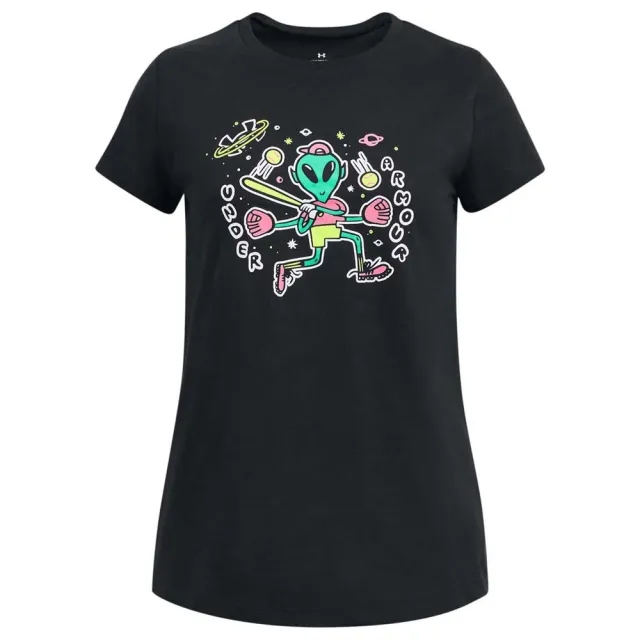 Girls'  Under Armour  Colorblock Big Logo Short Sleeve White / Black YLG (59 - 63 in)