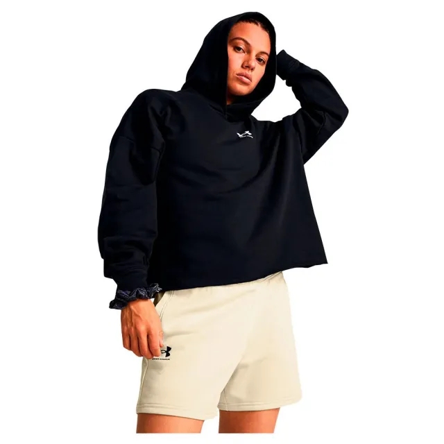 Women's  Under Armour  Rival Terry Oversized Hoodie Black / White XXL