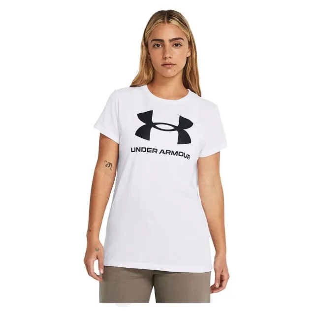 Women's  Under Armour  Rival Logo Short Sleeve White / Black L