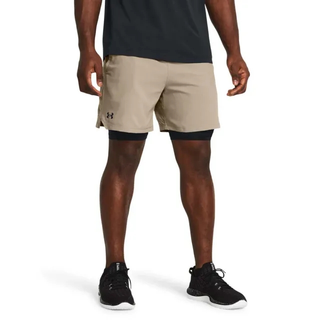 Men's  Under Armour  Vanish Woven 2-in-1 Shorts Timberwolf Taupe / Black / Black XS