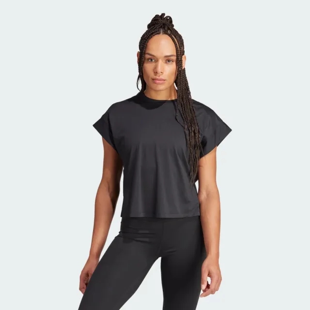 adidas Women's Studio T-Shirt - Black/Grey Six - L - Size: Large