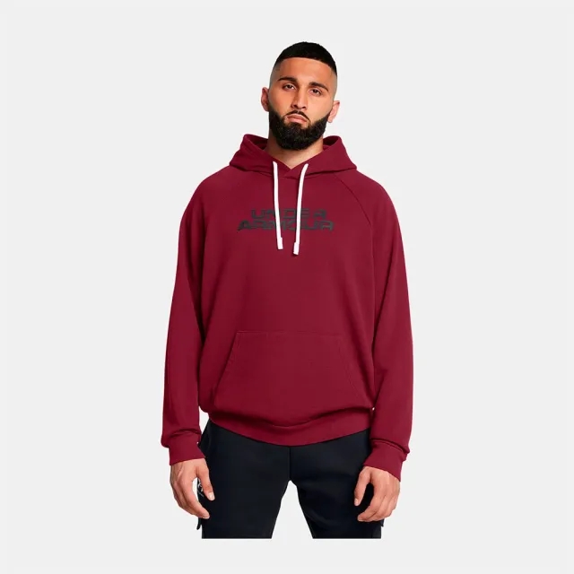 Men's  Under Armour  Rival Fleece Textured Glitch Hoodie Cardinal / Black S