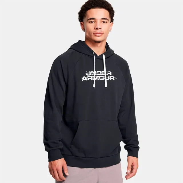 Men's  Under Armour  Rival Fleece Textured Glitch Hoodie Black / White XL