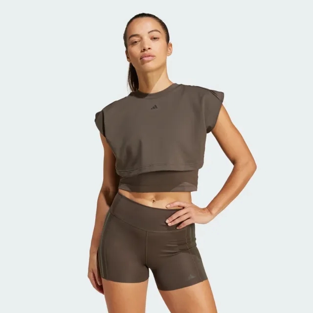 adidas Womens Power Boxy French Terry 3 Stripes Tank Top