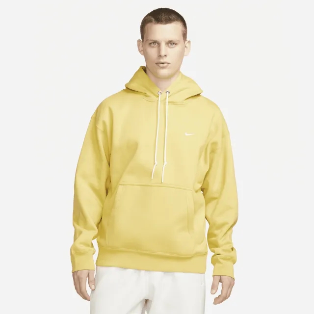 Nike Solo Swoosh Men's Fleece Pullover Hoodie - Yellow - Fleece