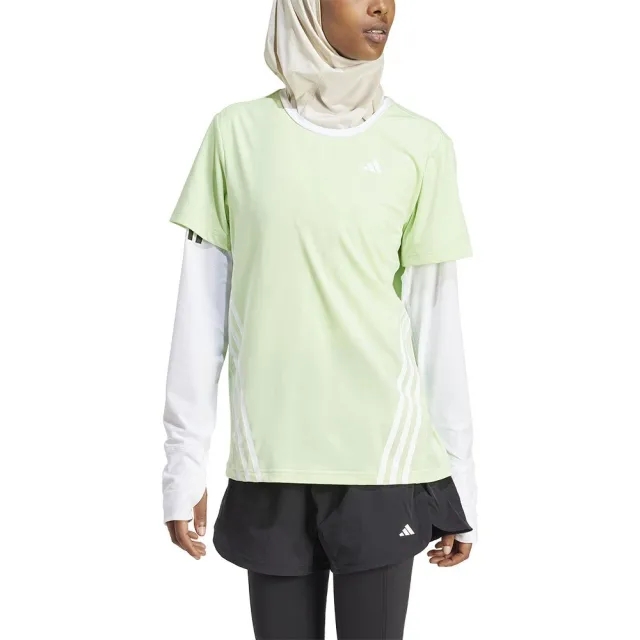 Adidas Train Icons 3 Stripes Short Sleeve T-shirt  - Green