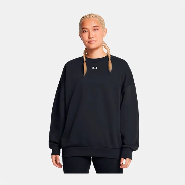 Women's  Under Armour  Rival Fleece Oversized Crew Black / White XS