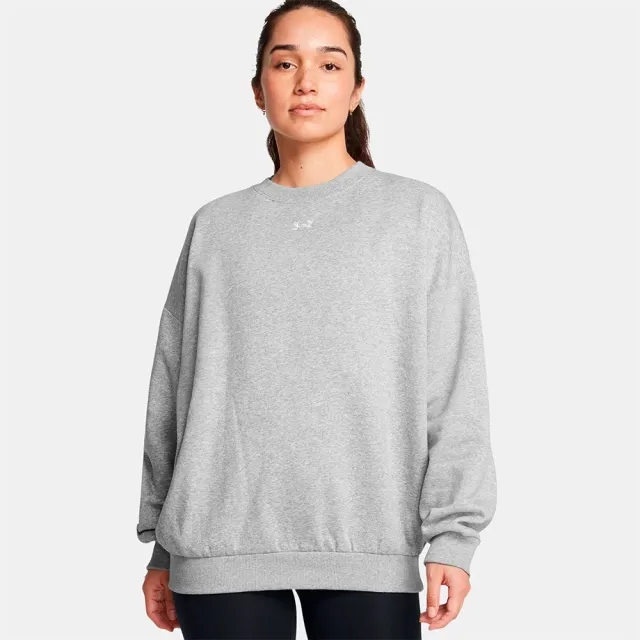 Women's  Under Armour  Rival Fleece Oversized Crew Mod Gray Light Heather / White XS