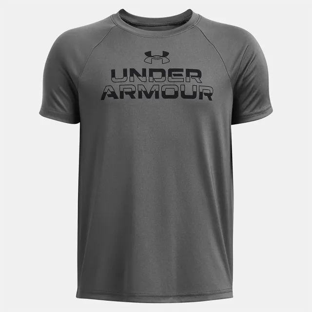 Boys'  Under Armour  Tech™ Split Wordmark Short Sleeve Castlerock / Black YLG (59 - 63 in)