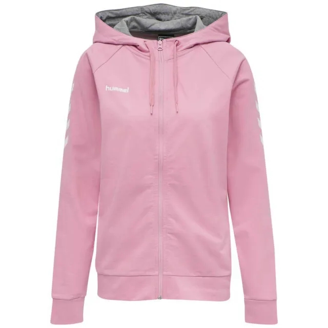 Hummel Fashionable Women's Zip Hoodie With Shoulder Chevrons - ['Pink']