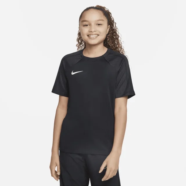Nike Dri-FIT Strike 3 Older Kids' Short-Sleeve Football Shirt (Stock) - Black - Polyester