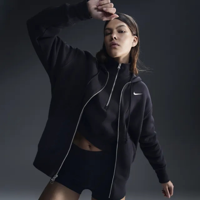 Nike Women's Sportswear Phoenix Fleece Oversized Hoodie - Black/Sail - Size: Large