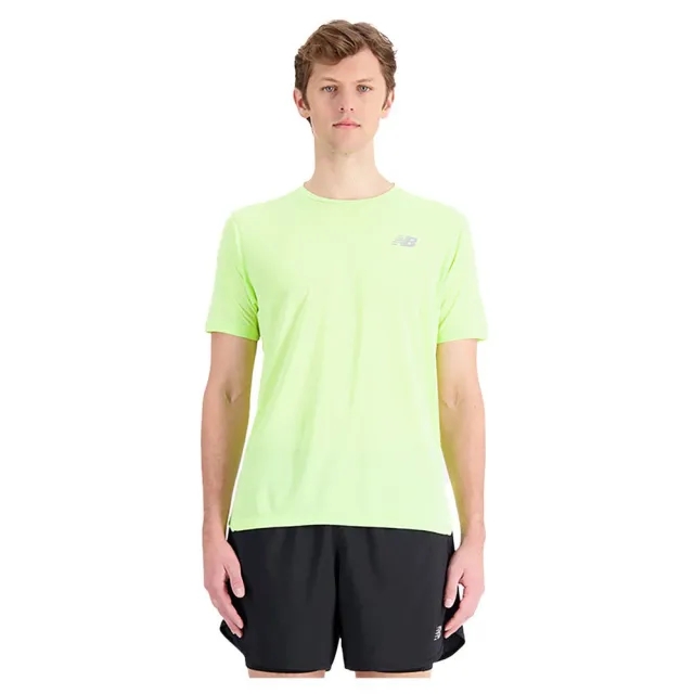New Balance Men's Impact Run Short Sleeve in Yellow Poly Knit