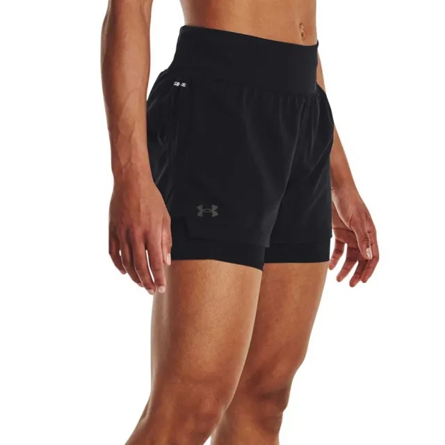 Women's  Under Armour  Run Stamina 2-in-1 Shorts Black / Black / Reflective XS
