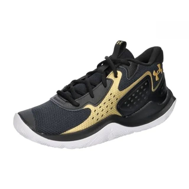 Unisex  Under Armour  Jet '23 Basketball Shoes Black / Metallic Gold / Metallic Gold 8