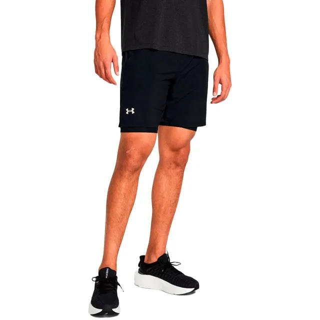 Men's  Under Armour  Launch 2-in-1 7 Shorts Black / Black / Reflective XXL