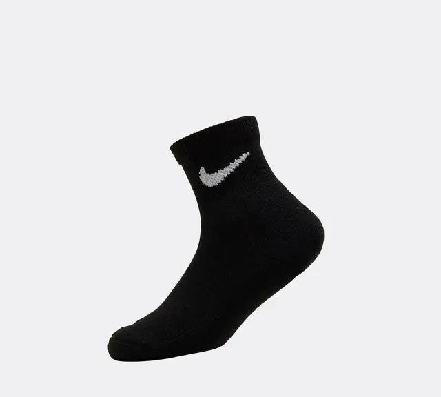 Nike Kids 3 Pack Basic Ankle Sock - Black - Size 9.5-2.5 - Black