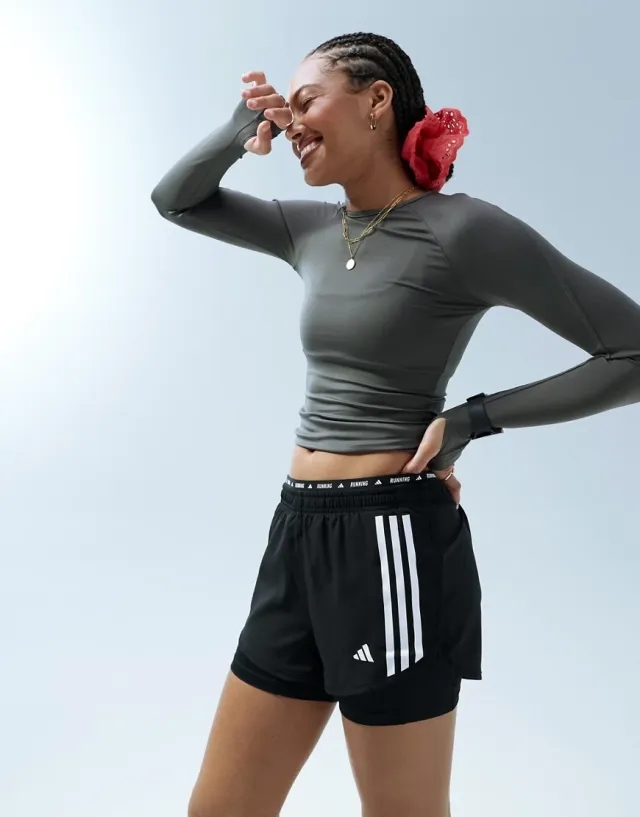 adidas Women Own the Run 3 Stripes 2 in 1 Shorts