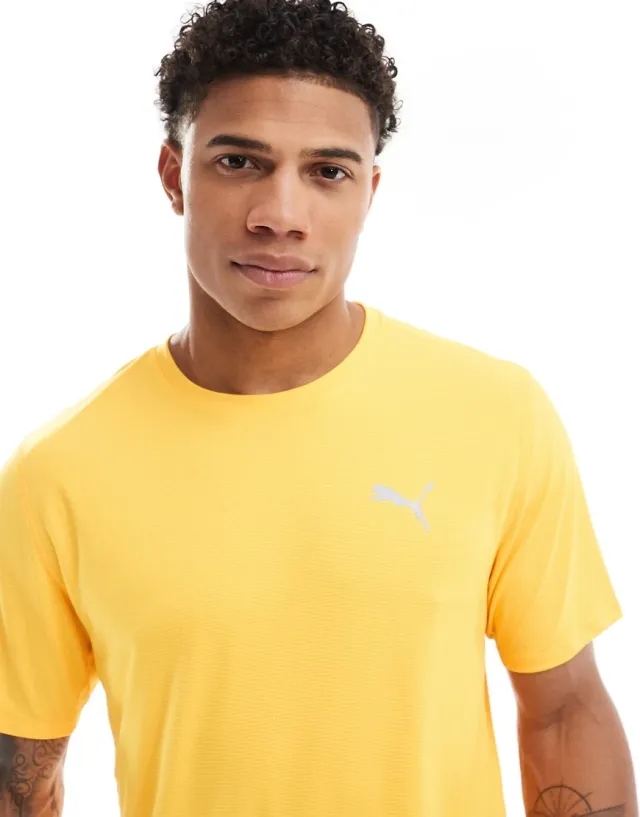 Puma Run Favourite Velocity T-Shirt In Sun Stream-Yellow