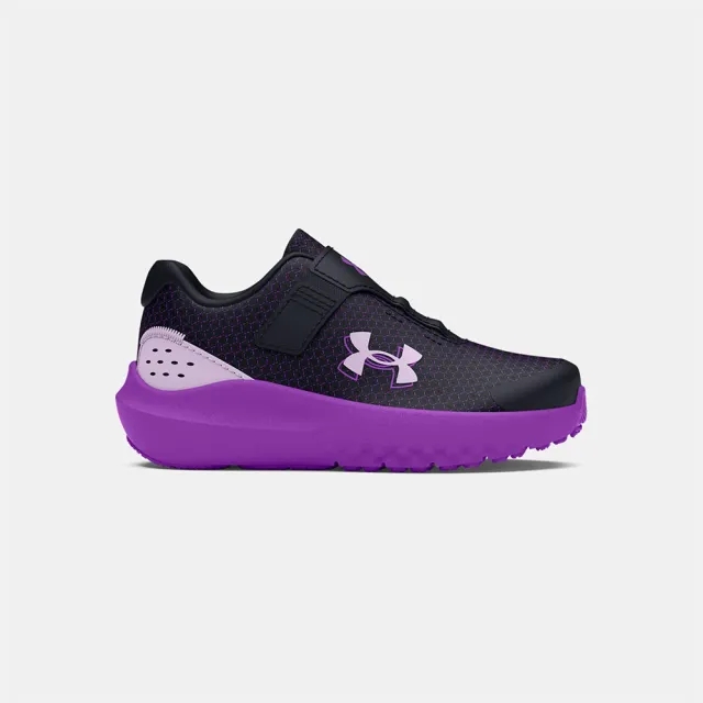 Girls' Infant  Under Armour  Surge 4 AC Running Shoes Black / Lavish / Salt Purple 8.5