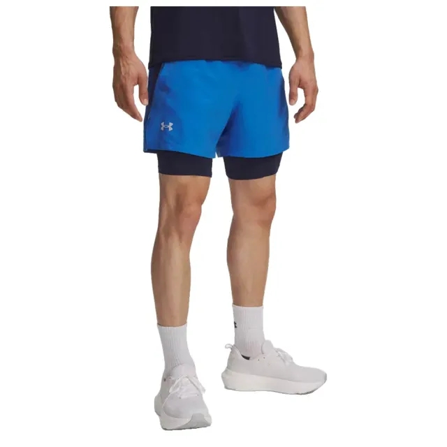 Men's  Under Armour  Launch 2-in-1 5 Shorts Tech Blue / Horizon Blue / Reflective XXL