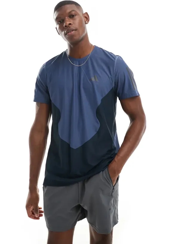 adidas Own The Run Colour Block T-Shirt - Blue - Size XL - Blue