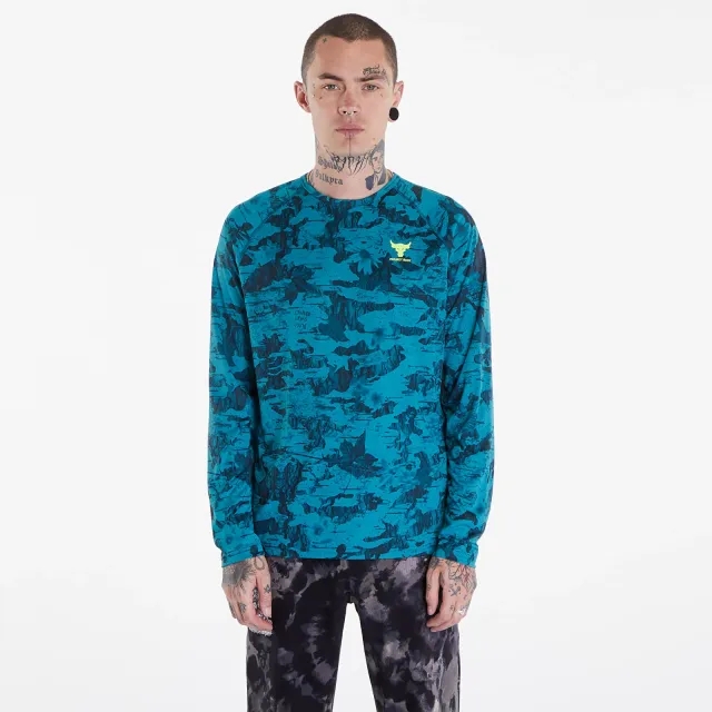 Under Armour Men's Project Rock Iso-Chill Long Sleeve Hydro Teal / Black / High Vis Yellow L