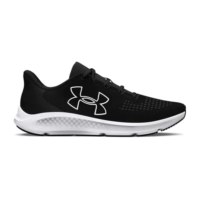 Men's  Under Armour  Charged Pursuit 3 Big Logo Running Shoes Black / Black / White 7.5