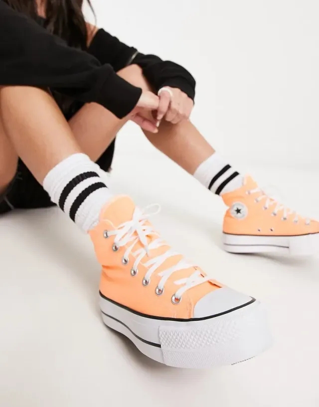 Converse Chuck Taylor All Star Lift Hi Trainers In Orange