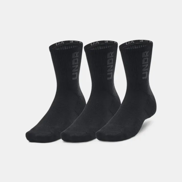 Unisex  Under Armour  3-Maker 3-Pack Mid-Crew Socks Black / Black / Pitch Gray XL