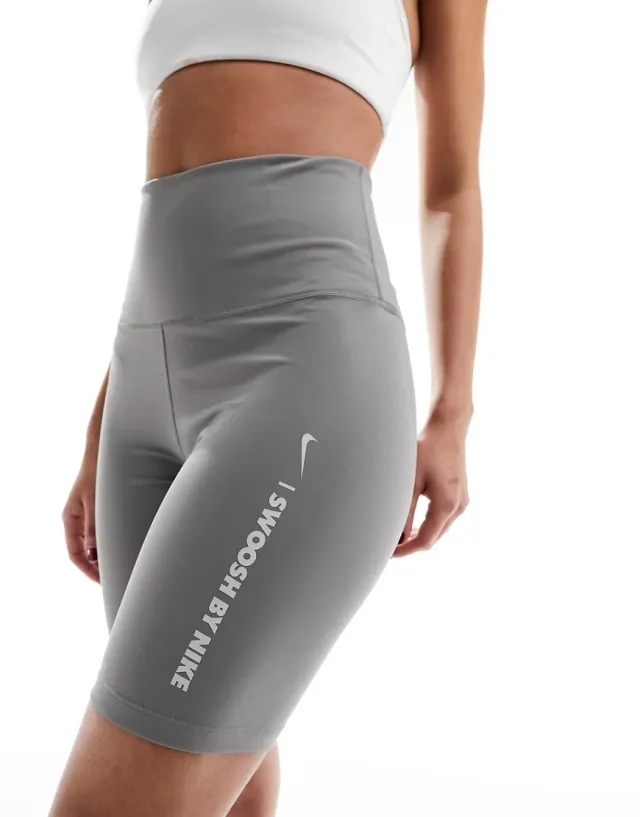 Nike One Gel Swoosh Training Dri-Fit Logo Shorts In Pewter Grey