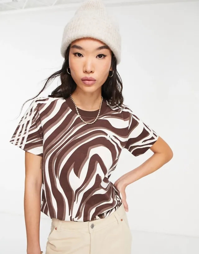 Adidas Originals Abstract Allover Animal Print Short Sleeve T-shirt