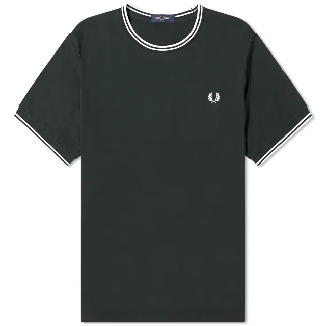 Fred Perry Men's Twin Tipped T-Shirt Night Green/Snow White
