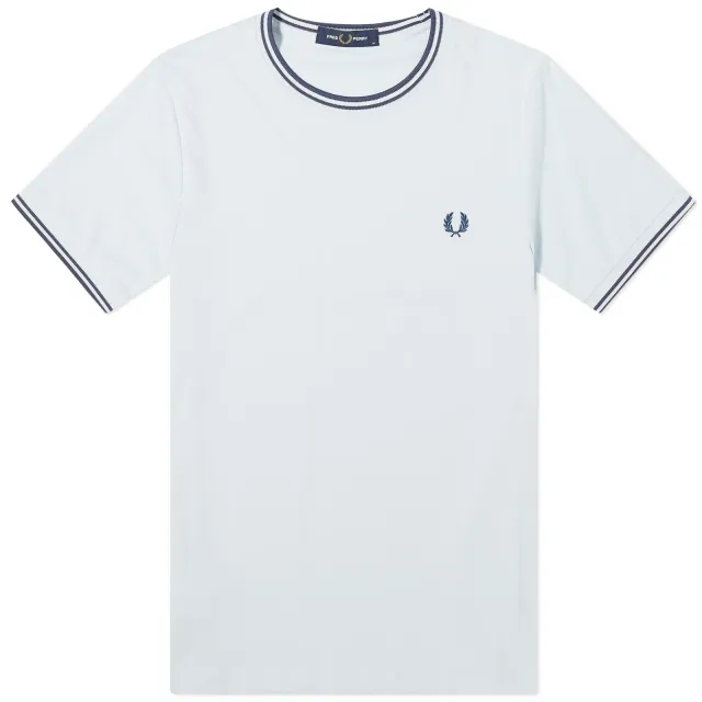 Fred Perry Men's Twin Tipped T-Shirt Light Ice/Midnight Blue
