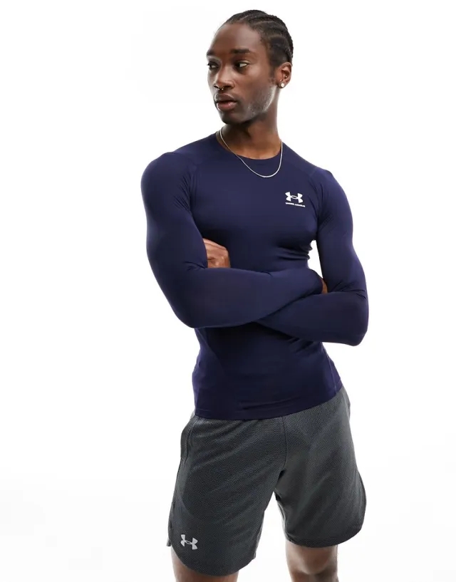 Under Armour HeatGear® Men's Long Sleeve Midnight Navy / White 3XL