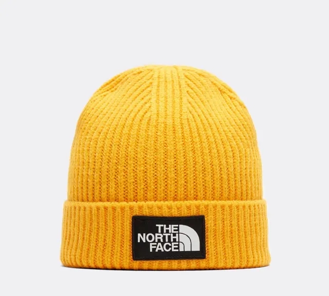The North Face Logo Box Cuffed Beanie Hat - Yellow - Size ONE SIZE - Yellow