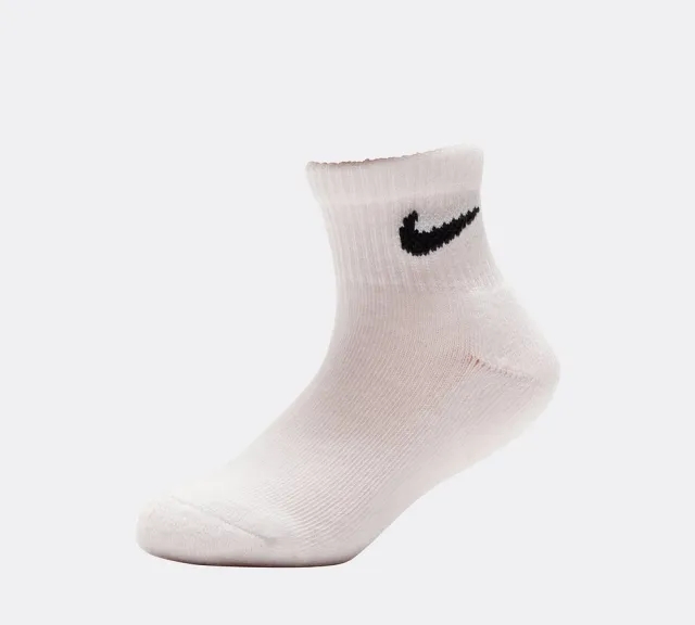 Nike Kids 3 Pack Basic Ankle Sock - White - Size 9.5-2.5 - White