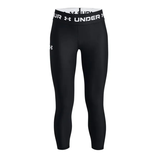 Under Armour Girls' HeatGear® Ankle Crop Black / White YSM (50 - 54 in)
