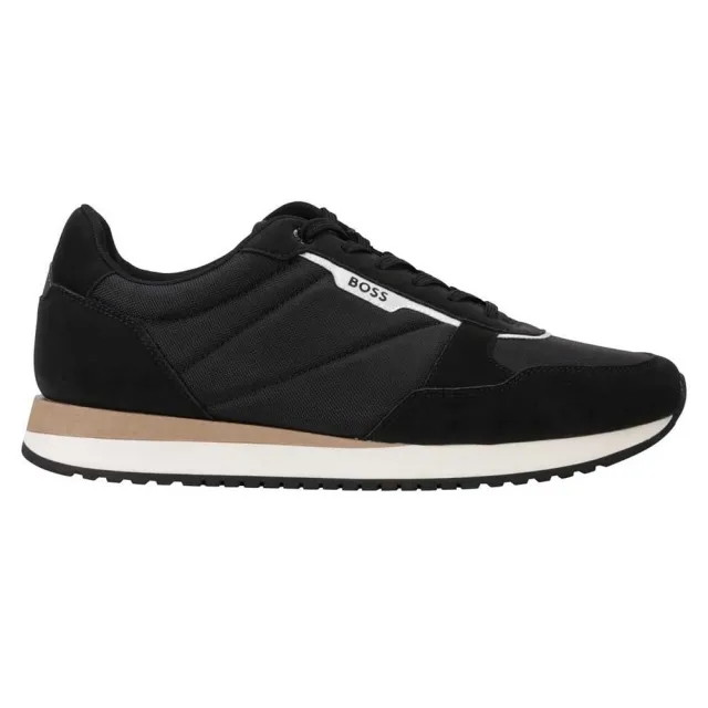 BOSS Kai Hairy Suede Trainer - Black - Size 11 - Black
