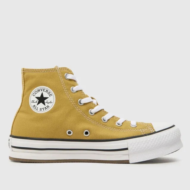 Converse Junior Chuck Taylor All Star Lift EVA Hi Trainer - Gold - Size 3 - Gold