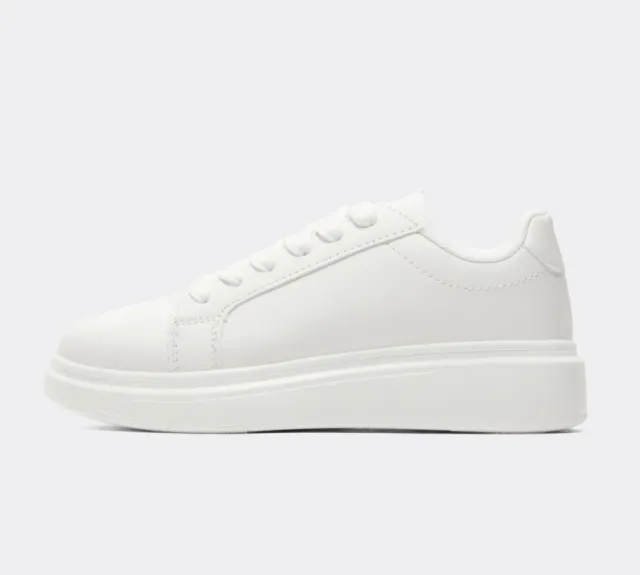 Brave Soul Junior Lace Up Trainer - White - Size 2 - White