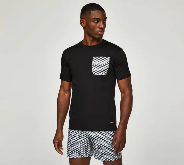 Belier Illusion Print Pocket T-Shirt - Black - Size 2XL - Black