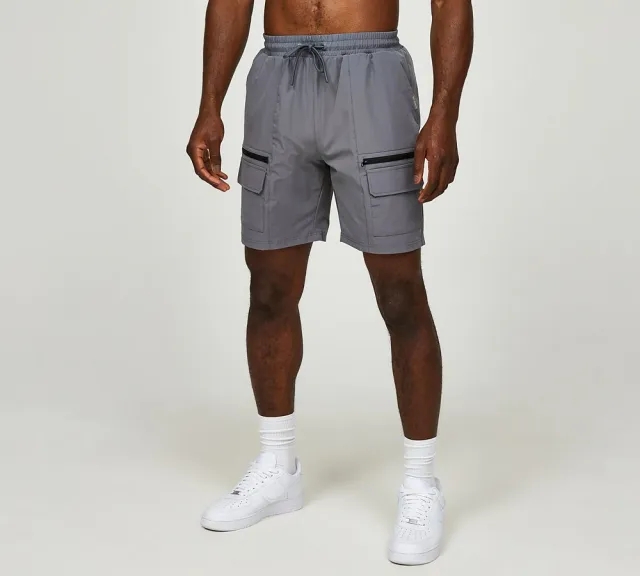 Closure London Stretch Poly Zip Utility Short - Grey - Size XL - Grey