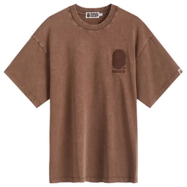 A Bathing Ape Men's One Point Acid Wash T-Shirt Brown