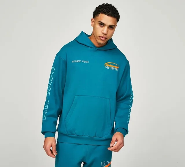Dripmade Street Tour Overhead Hoodie - Green - Size XS - Blue