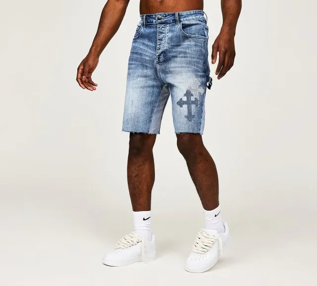 Dripmade Riot Flare Denim Short - Light Blue