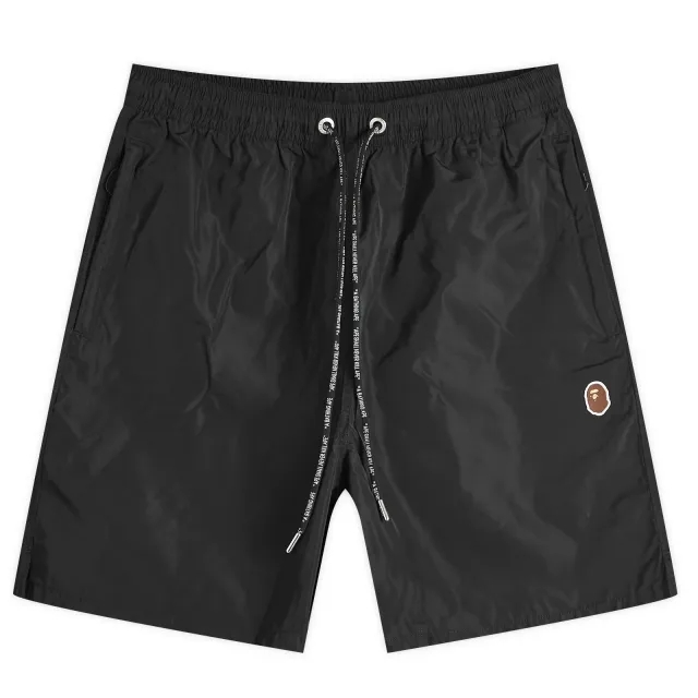 A Bathing Ape Men's Ape Head Nylon Beach Short Black