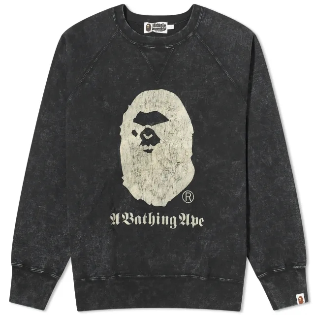 A Bathing Ape Men's Overdye Crew Neck Sweatshirt Black
