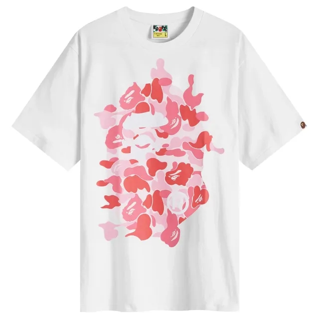 A Bathing Ape Men's ABC Camo Rebuild Big Ape Head T-Shirt White/Pink