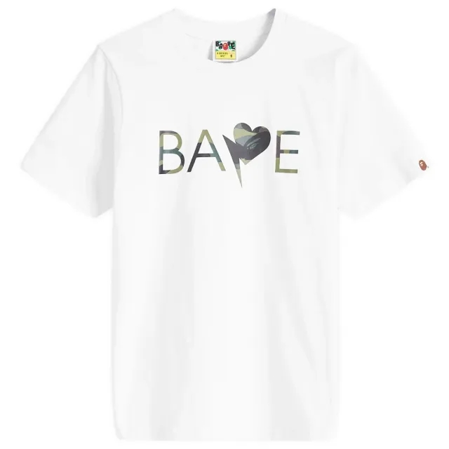 A Bathing Ape Women's 1st Camo Heart Bapeogo T-Shirt White/Green
